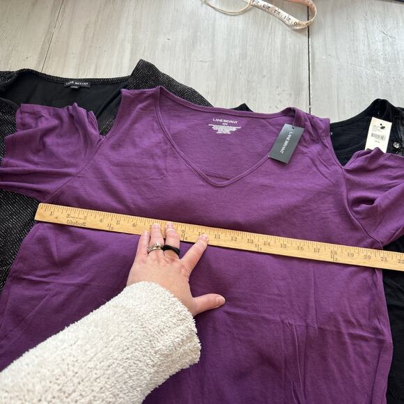 NWT Lane Bryant Purple Taupe Silver Shirt Lot of 4 Sz 14 16 Rhinestone Dragonfly - Picture 6 of 13